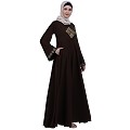 Emirates Umbrella abaya with embroidery work- Coffee Brown